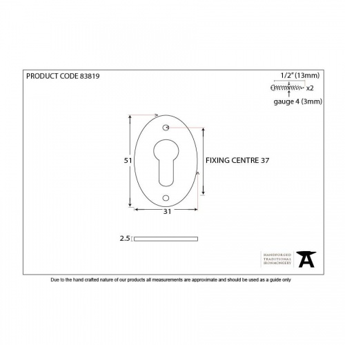 Aged Brass Oval Euro Escutcheon